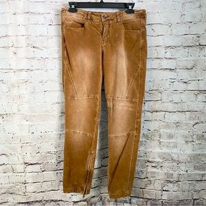 Free People Moto Zip Ankle Pant Golden Camel Velour Cord Velvet Womens 29
